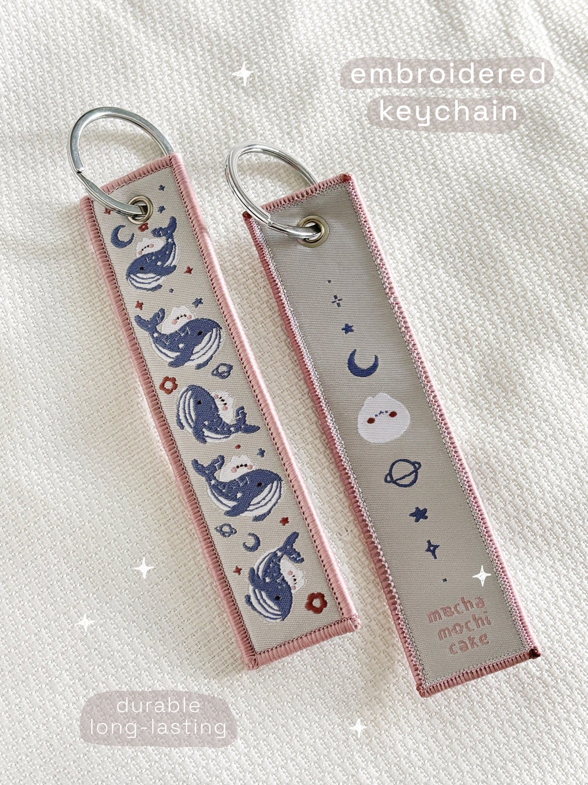 Dreamy Whales Embroidered Keychain