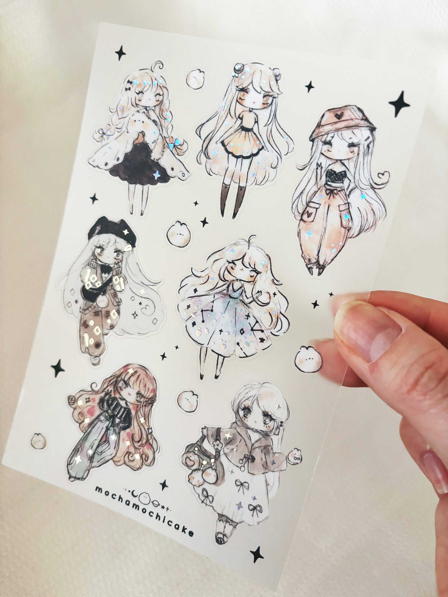Cute Chibi Girls Clear Matte Sticker Sheet