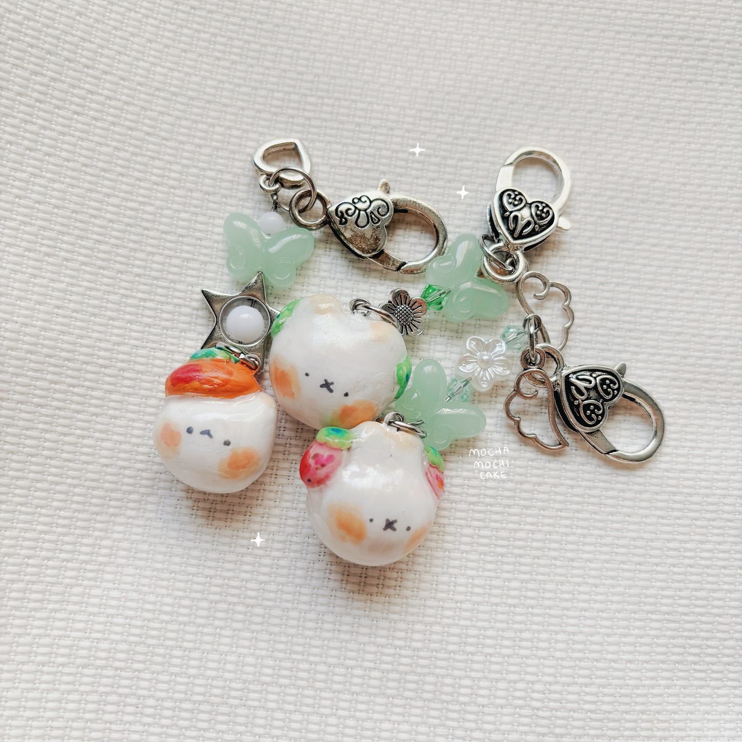 Fruit Mochi Heads Polymer Clay Keychain