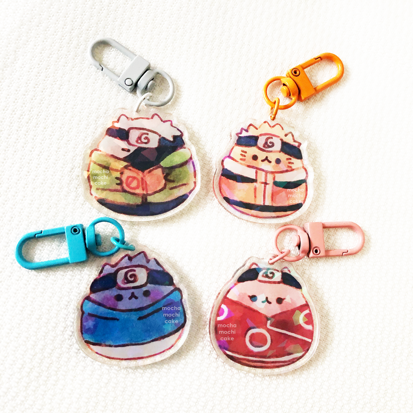 Mochi Naruto Team 7 Kitties Acrylic Keychain