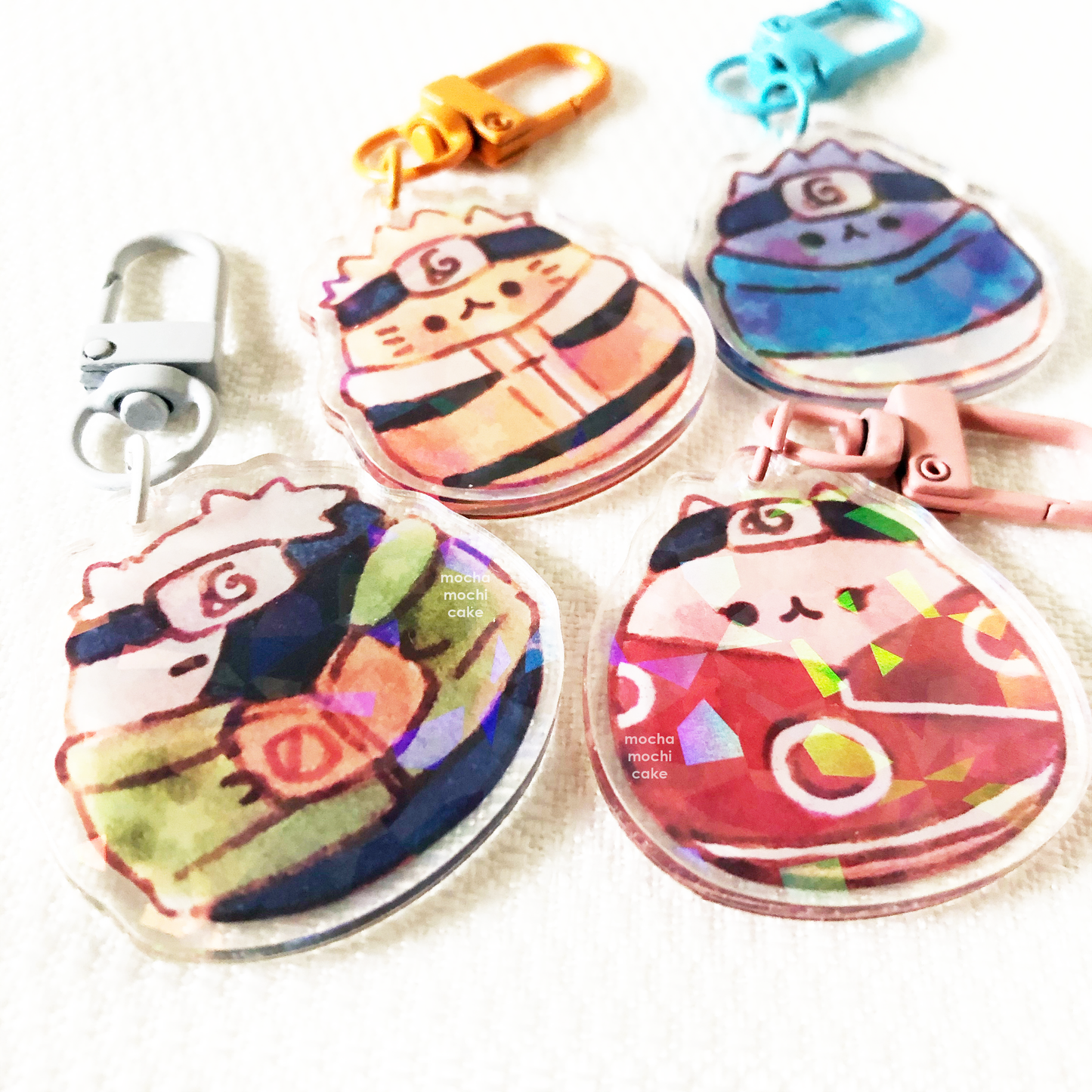 Mochi Naruto Team 7 Kitties Acrylic Keychain