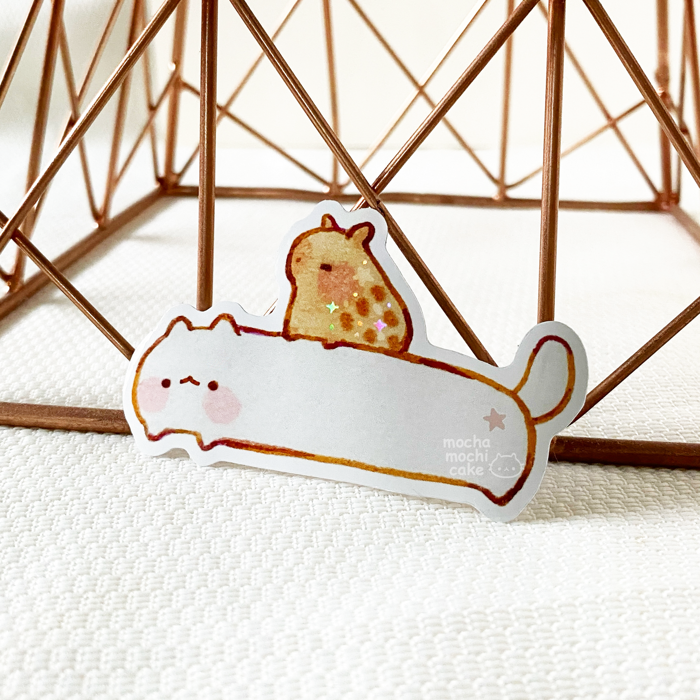 Long Kitty and Capybara Vinyl Sticker