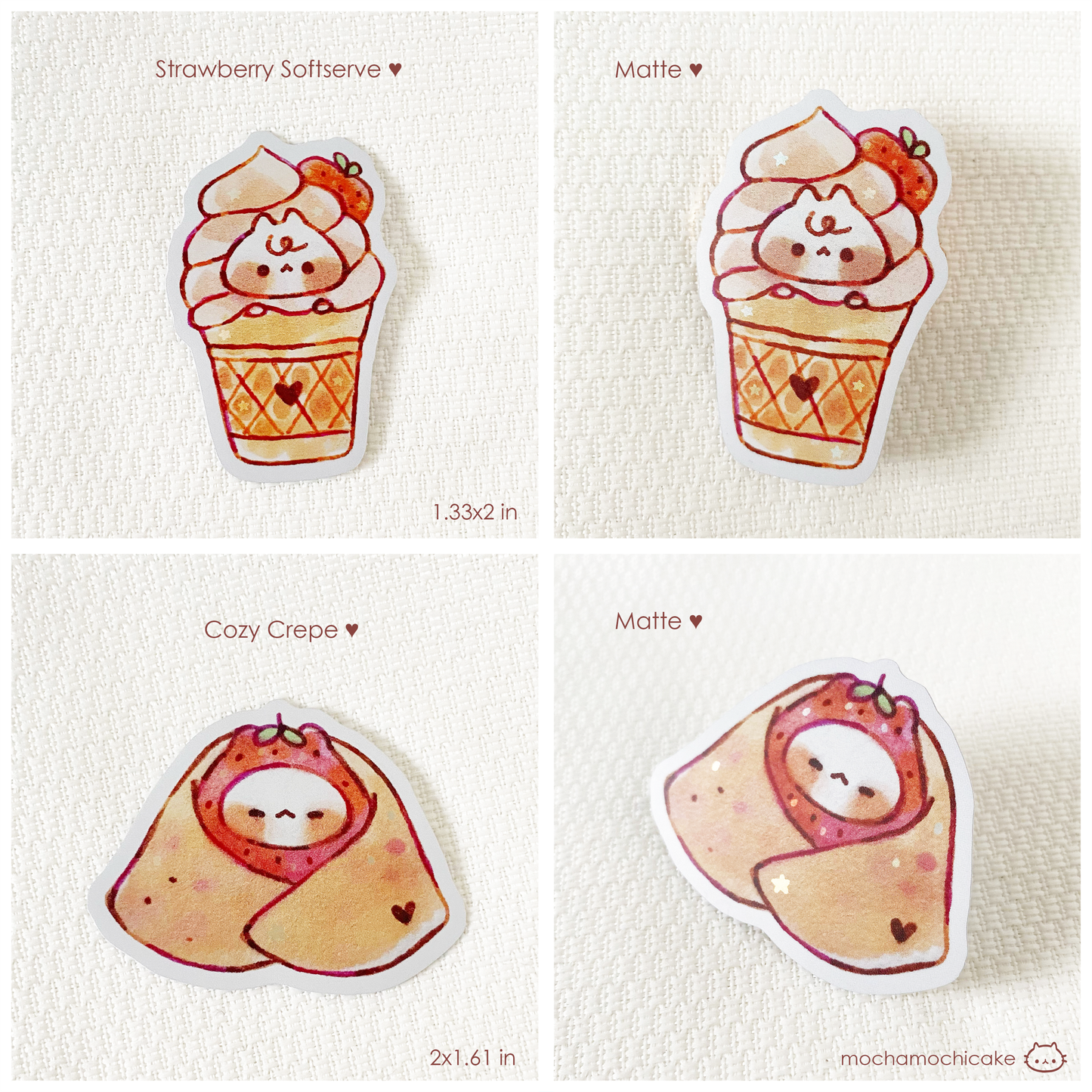 Cute Animal Desserts 5 Vinyl Stickers