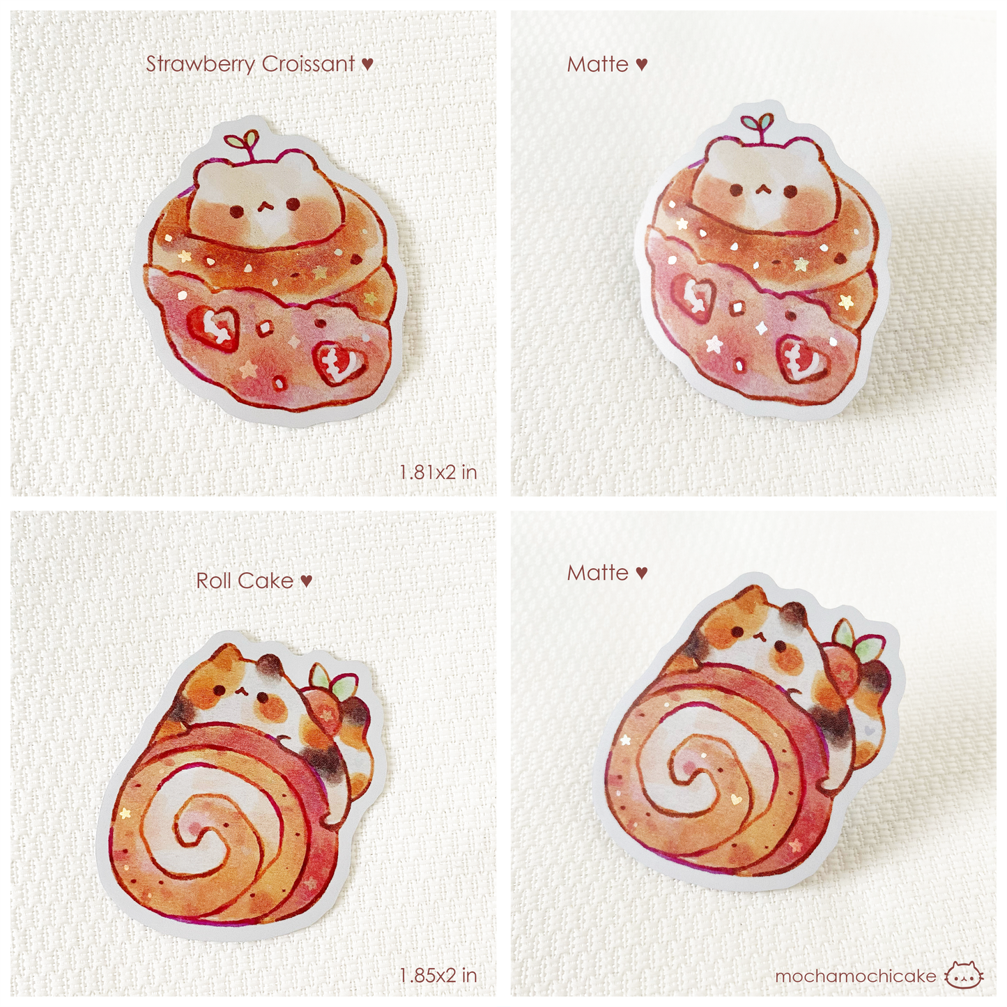 Cute Animal Desserts 5 Vinyl Stickers