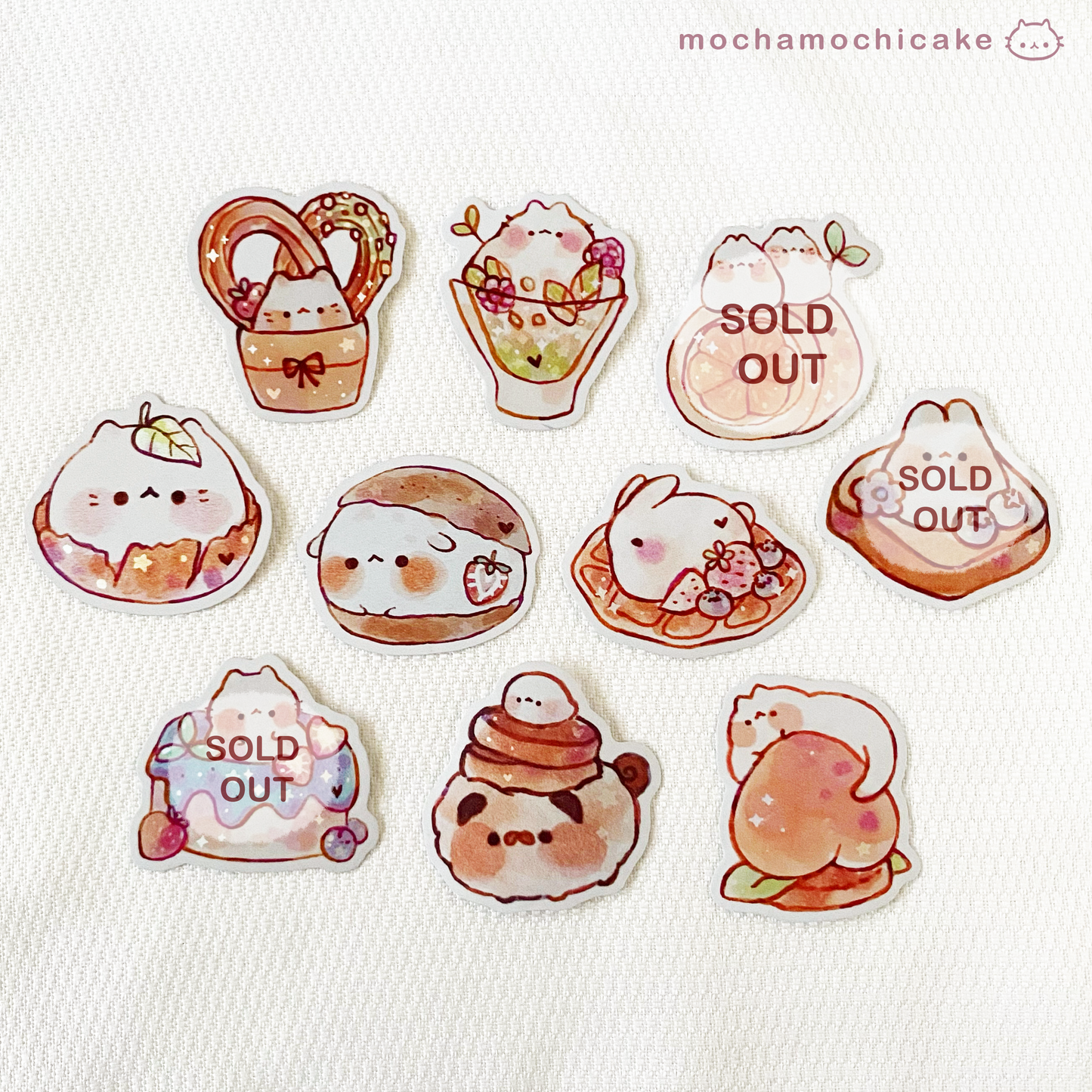 Cute Animal Desserts 8 Vinyl Stickers