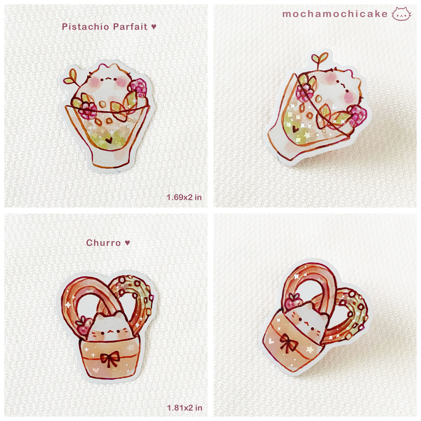 Cute Animal Desserts 8 Vinyl Stickers
