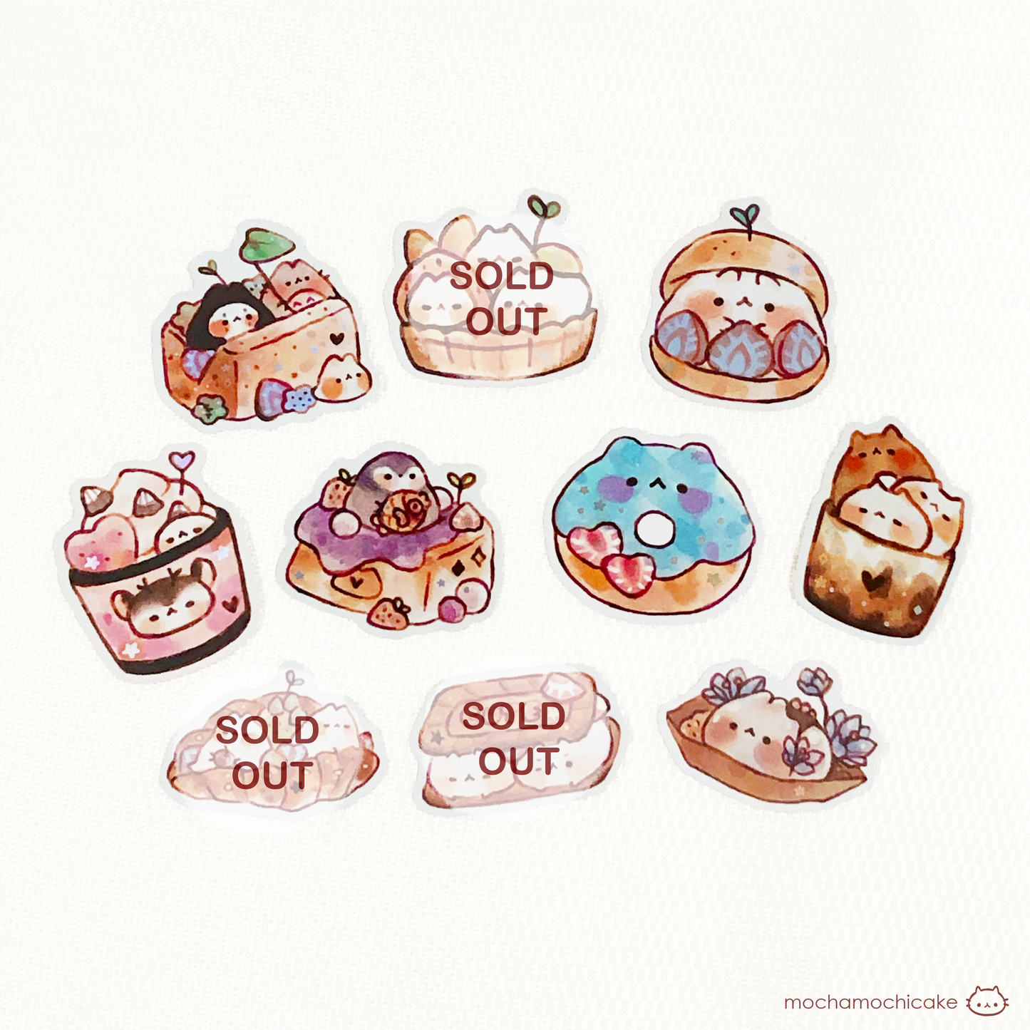 Cute Animal Desserts 4 Vinyl Stickers
