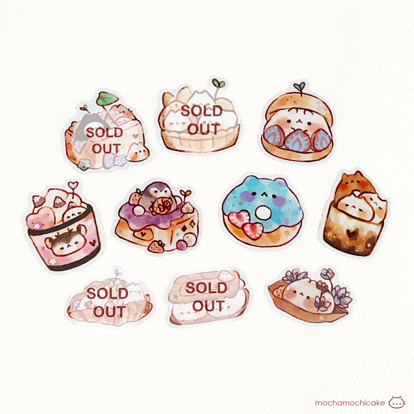 Cute Animal Desserts 4 Vinyl Stickers