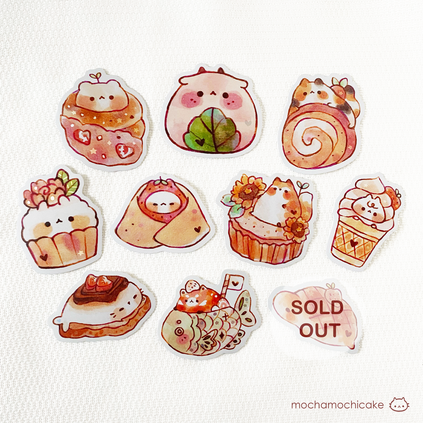 Cute Animal Desserts 5 Vinyl Stickers