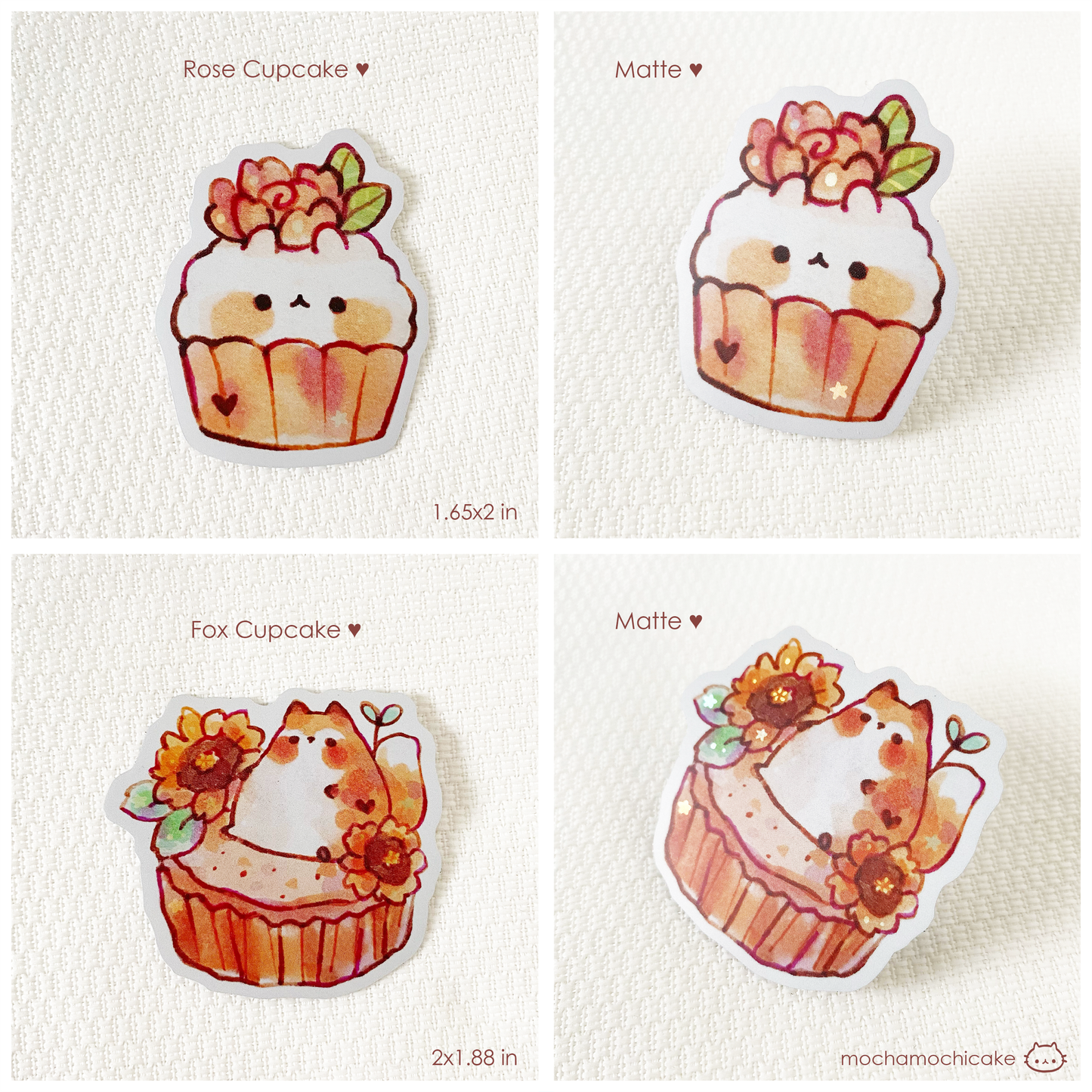 Cute Animal Desserts 5 Vinyl Stickers