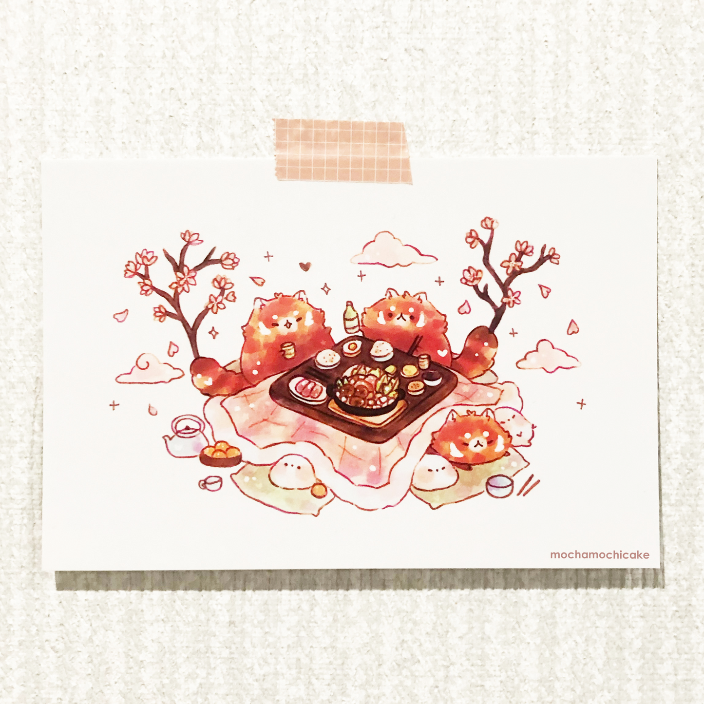 Red Pandas Cozy Hotpot Art Print