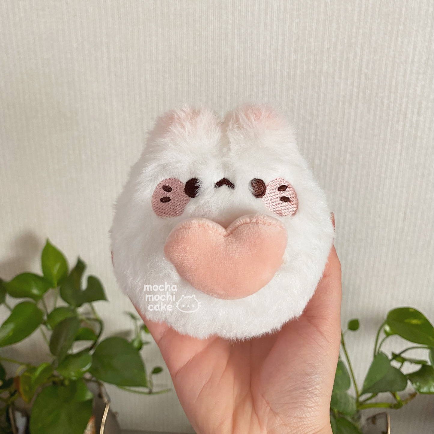 Fluffy Chonky Heart Kitty Plush Keychain
