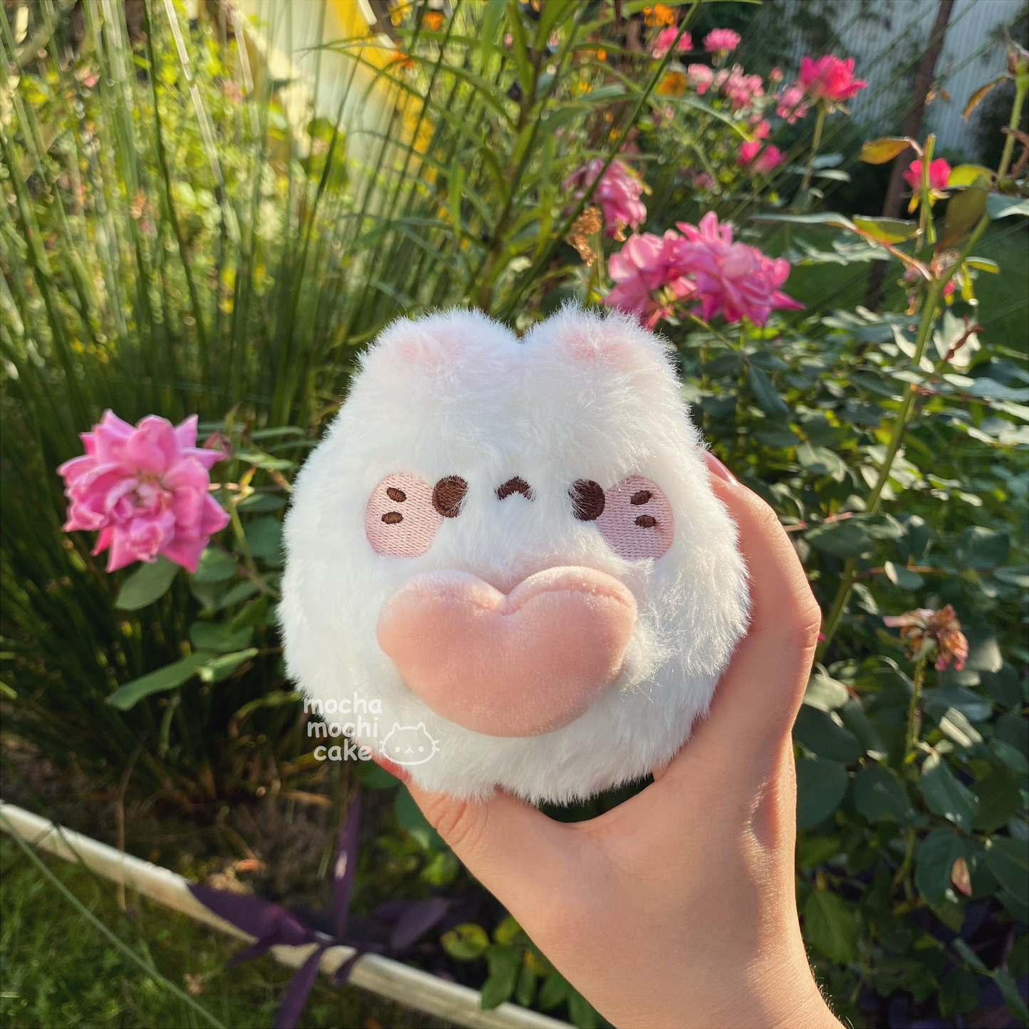 Fluffy Chonky Heart Kitty Plush Keychain