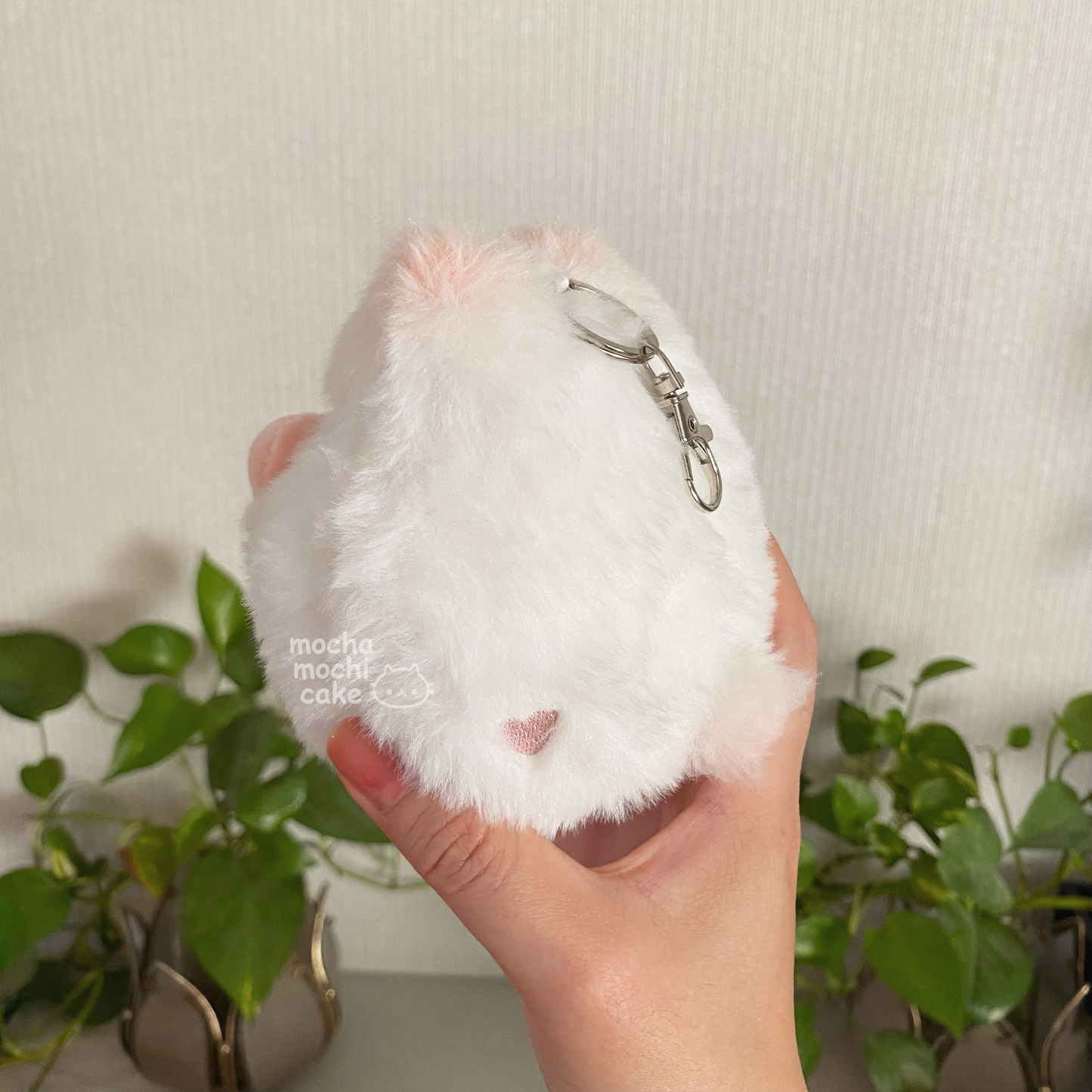 Fluffy Chonky Heart Kitty Plush Keychain