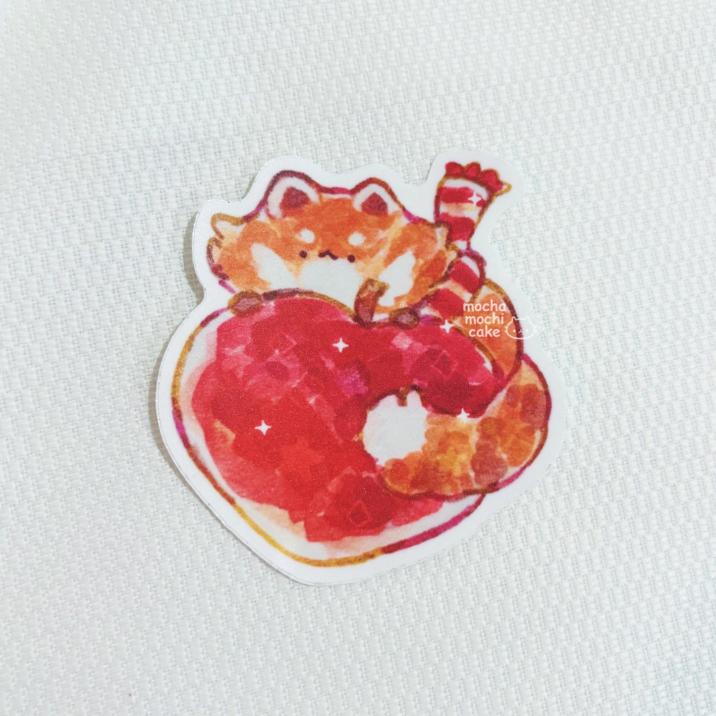 Red Panda Apple Vinyl Sticker