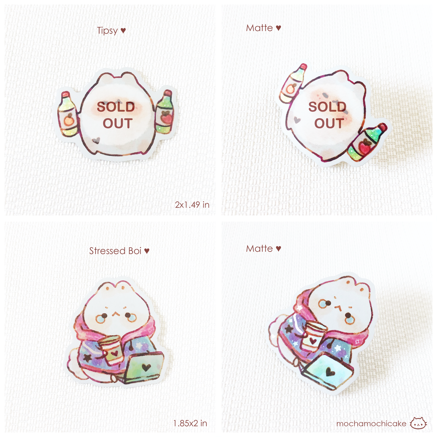 Cute Chonky Animals 3 Vinyl Stickers