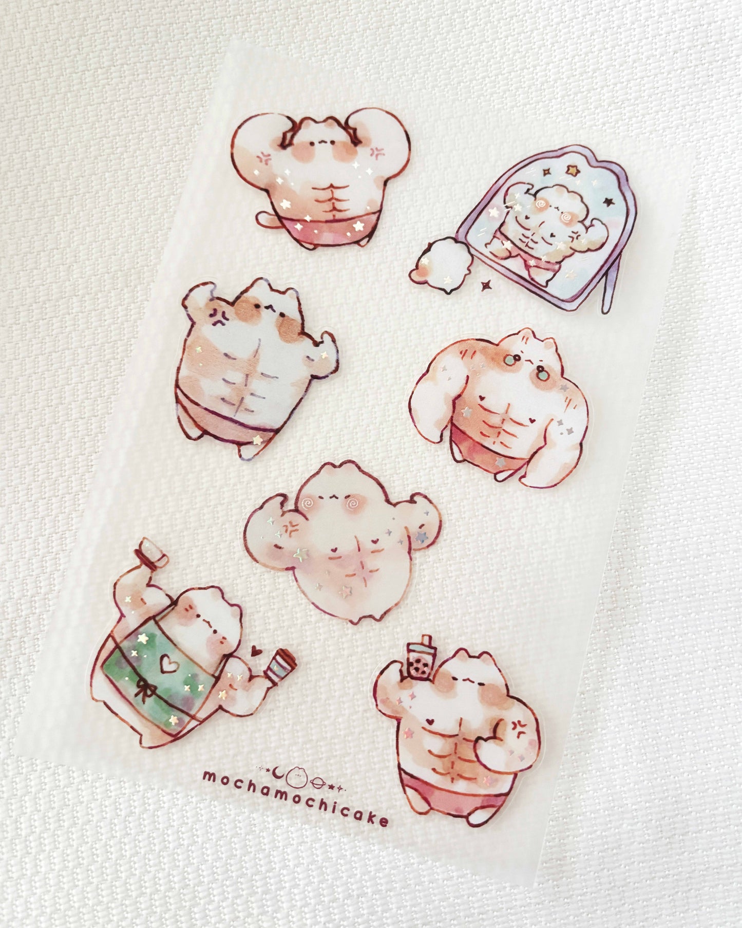 Buff Kitties Clear Matte Sticker Sheet