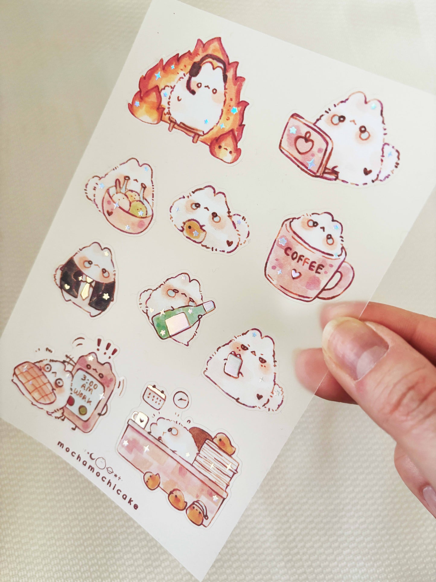Relatable Crying Working Bunny Life Clear Matte Sticker Sheet