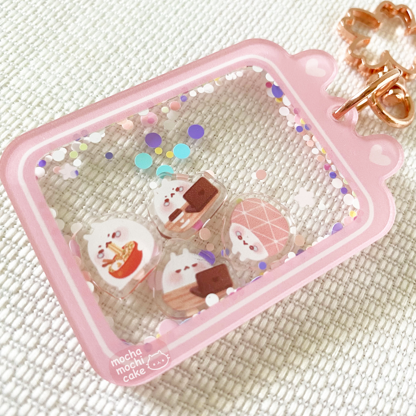 Relatable Bunny Work Life Phone Acrylic Shaker Keychain