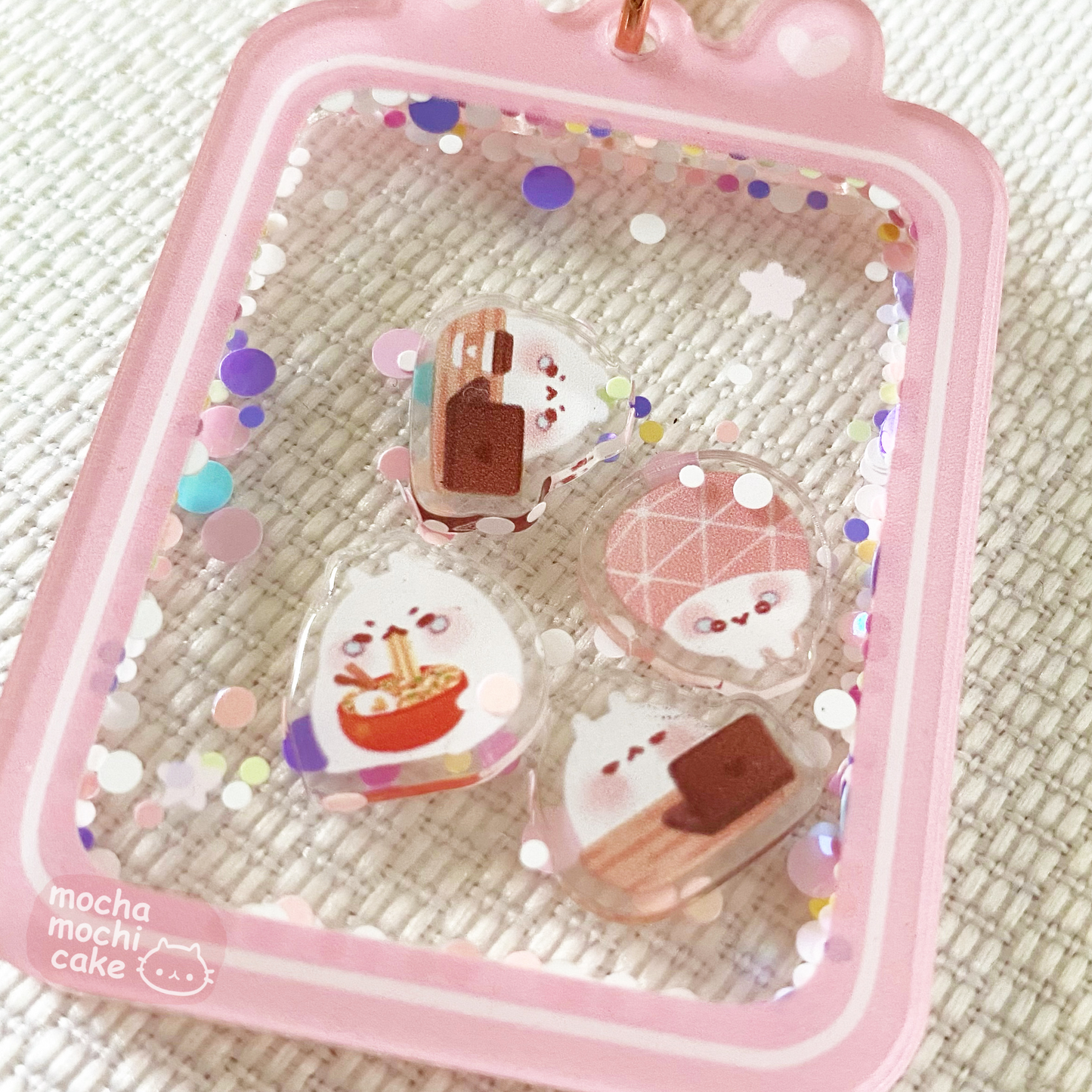 Relatable Bunny Work Life Phone Acrylic Shaker Keychain