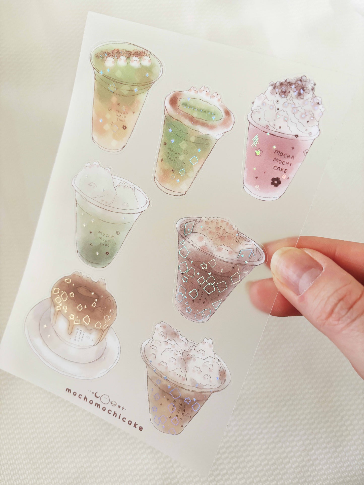 Cat Mountain Drinks Clear Matte Sticker Sheet