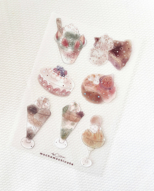 Cat Mountain Desserts Clear Matte Sticker Sheet