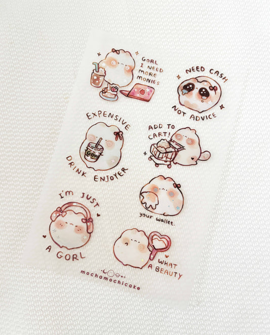 Just a Gorl Clear Matte Sticker Sheet