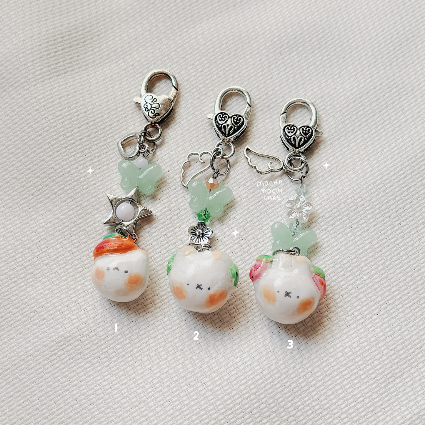 Fruit Mochi Heads Polymer Clay Keychain