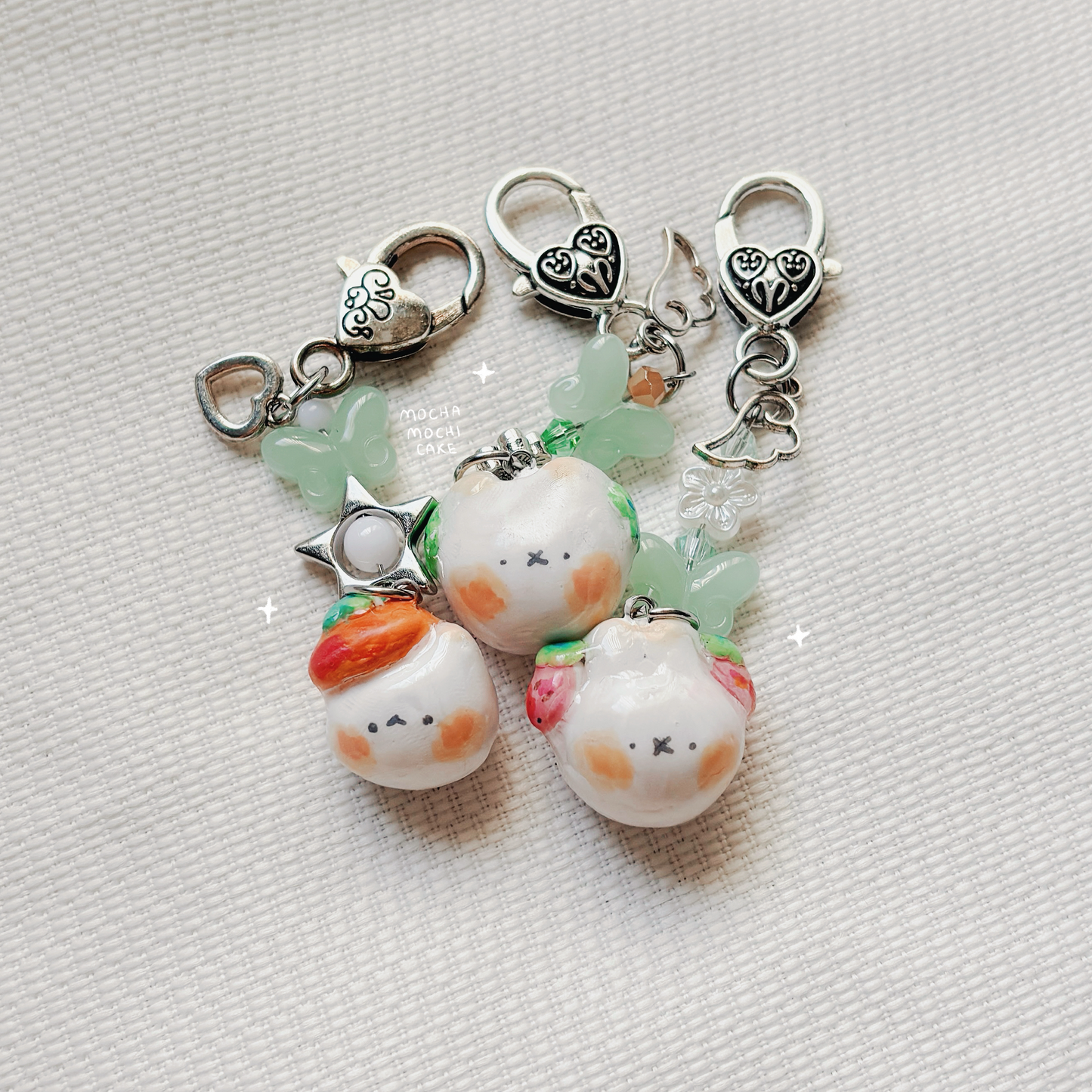 Fruit Mochi Heads Polymer Clay Keychain