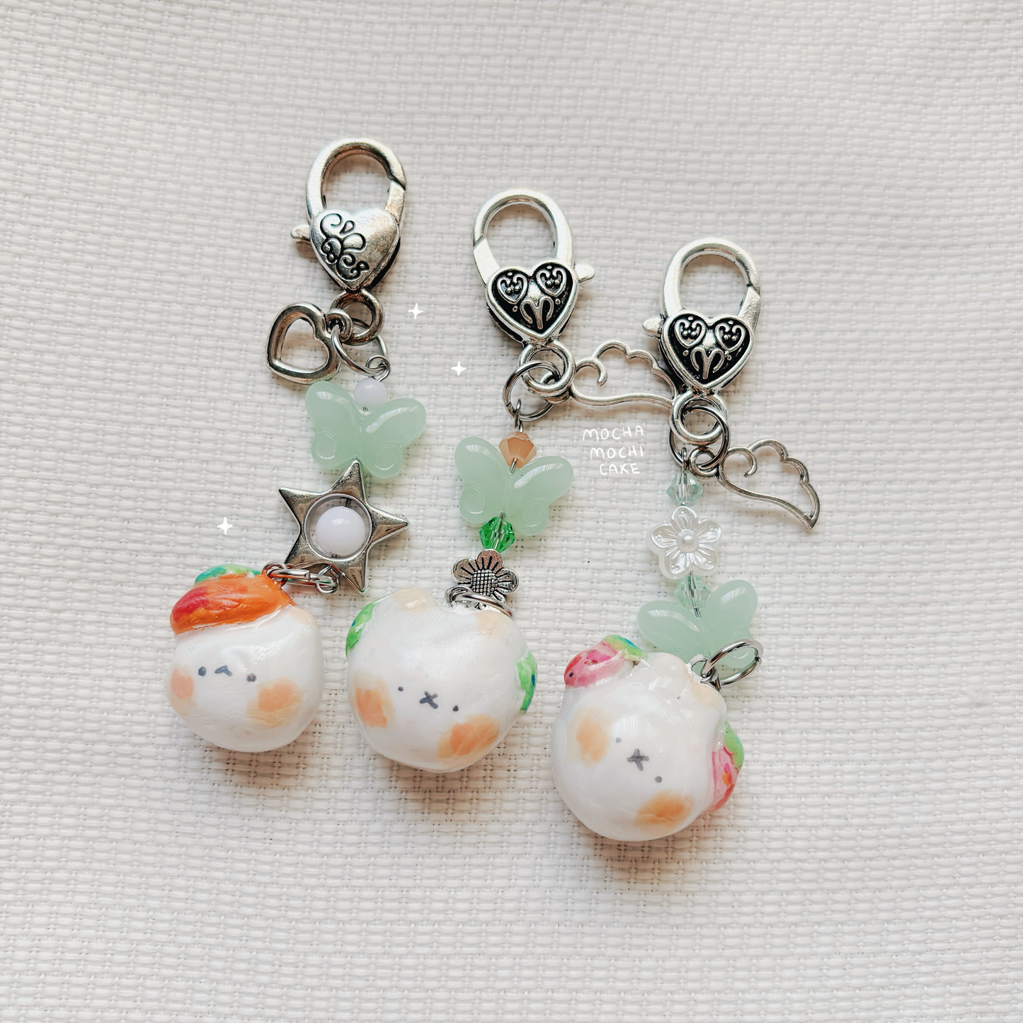Fruit Mochi Heads Polymer Clay Keychain