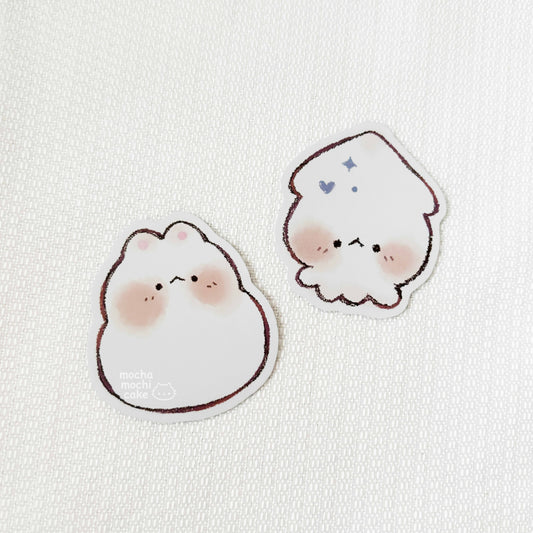 Mochi Squid and Cat Vinyl Sticker Set