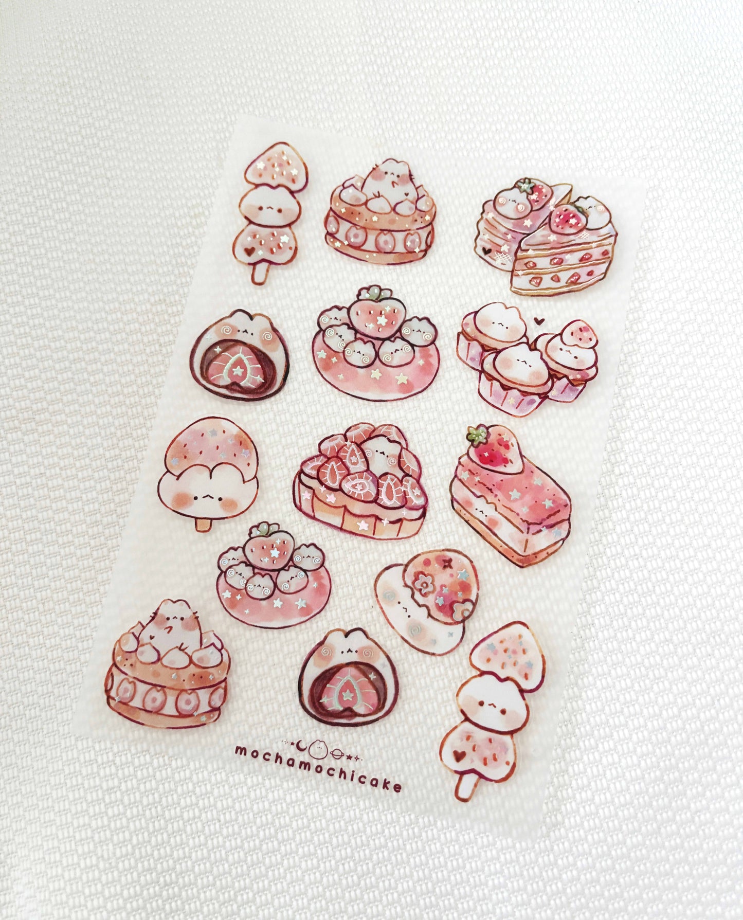 Pink Strawberries Clear Matte Sticker Sheet