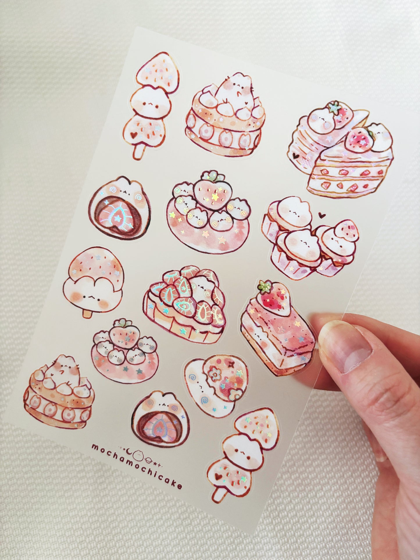 Pink Strawberries Clear Matte Sticker Sheet