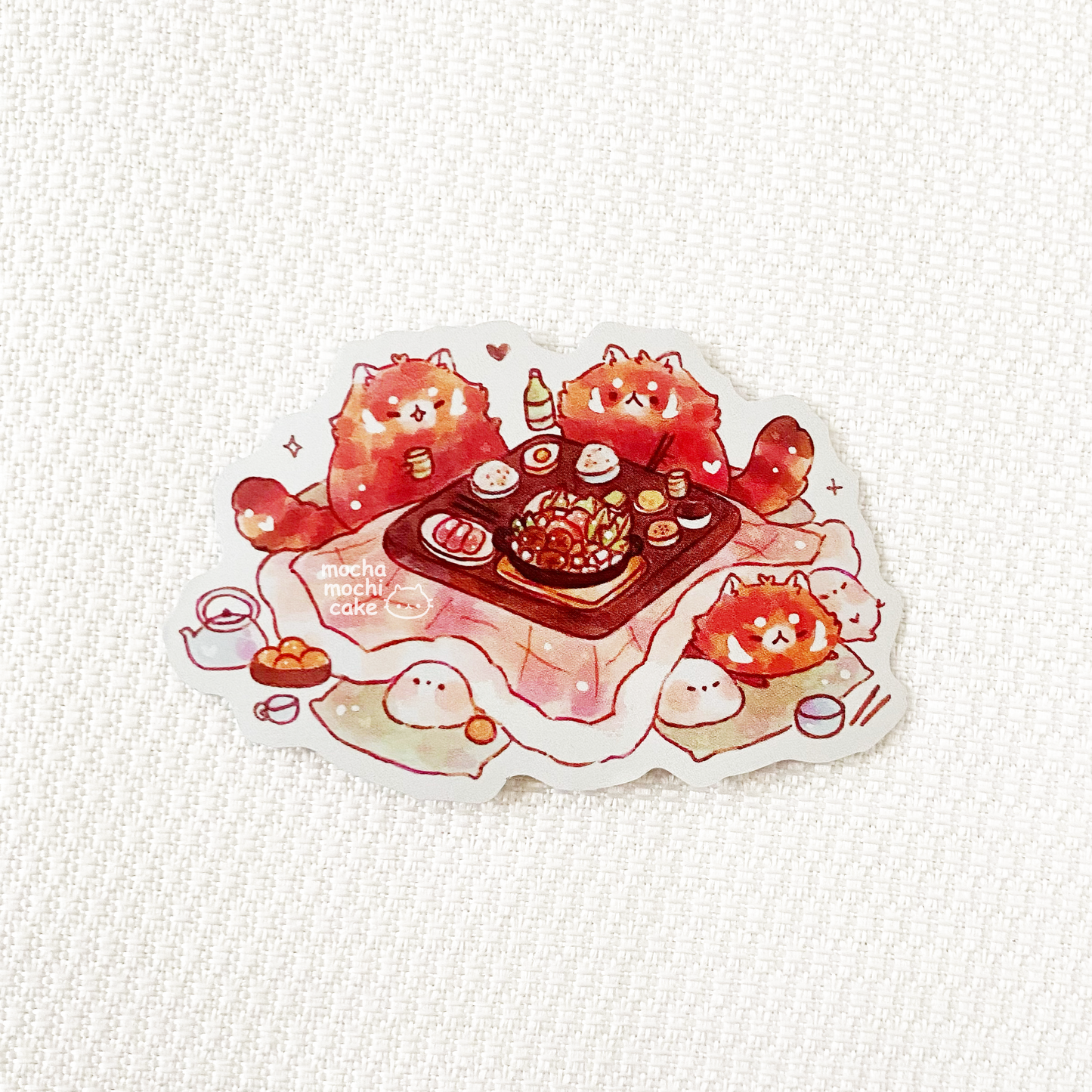 Red Pandas Cozy Hotpot Vinyl Sticker