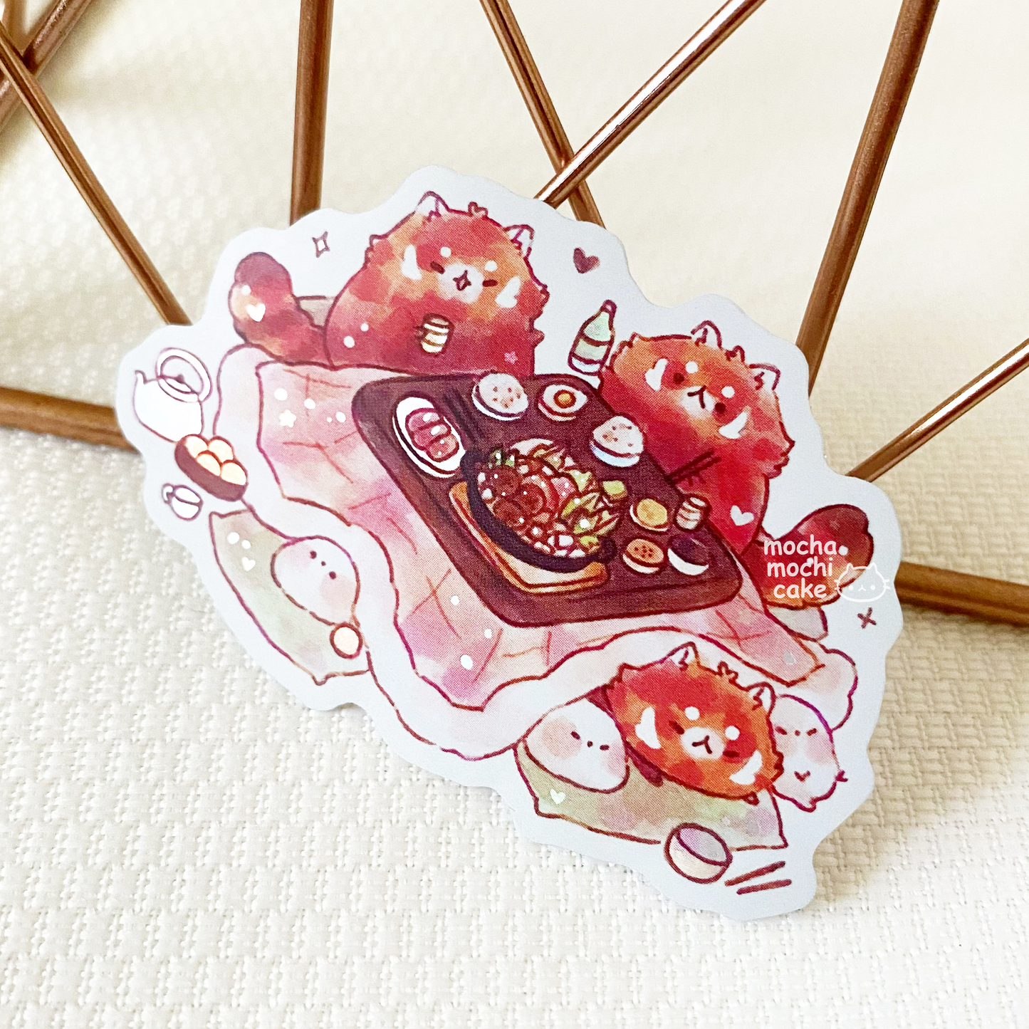 Red Pandas Cozy Hotpot Vinyl Sticker