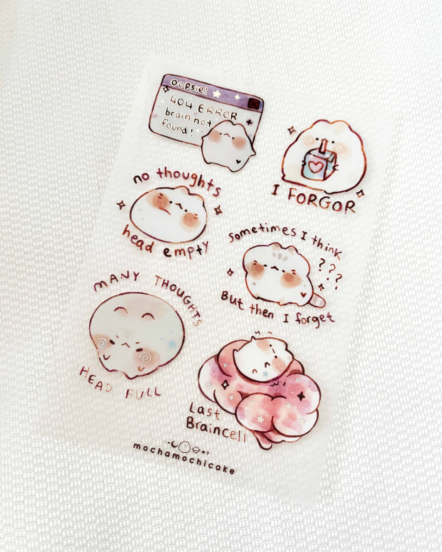 Struggling Thinking Kitties Clear Matte Sticker Sheet