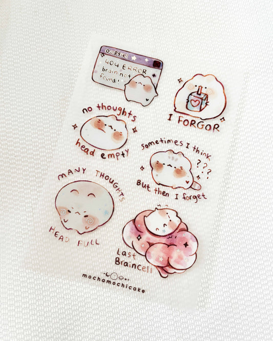 Struggling Thinking Kitties Clear Matte Sticker Sheet
