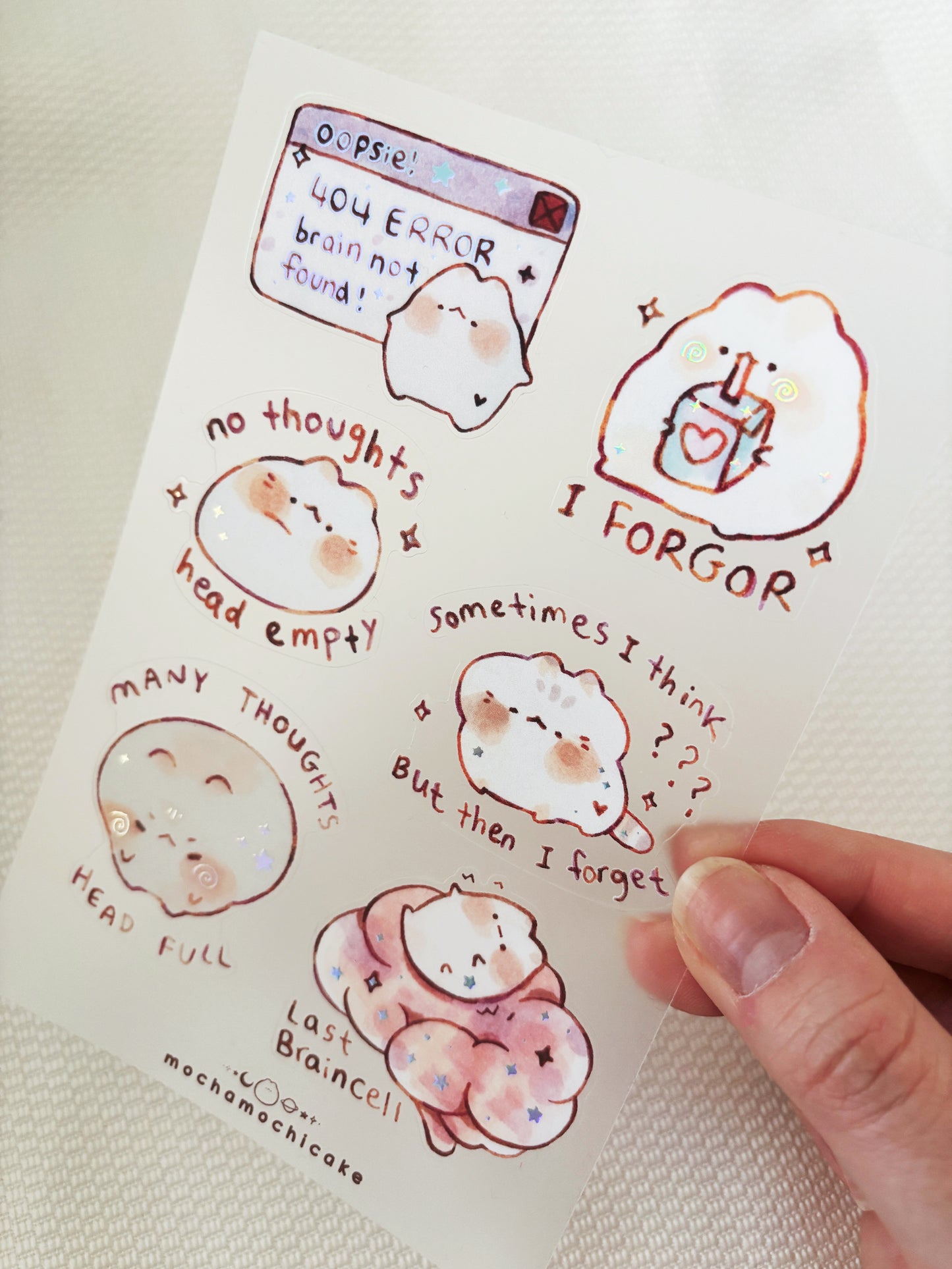 Struggling Thinking Kitties Clear Matte Sticker Sheet