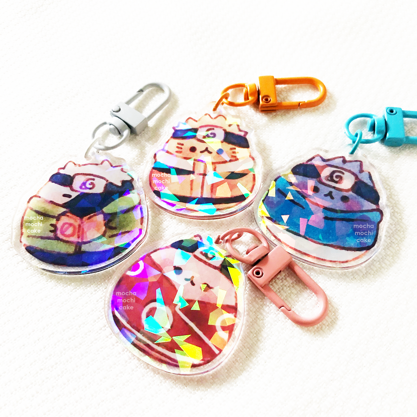 Mochi Naruto Team 7 Kitties Acrylic Keychain