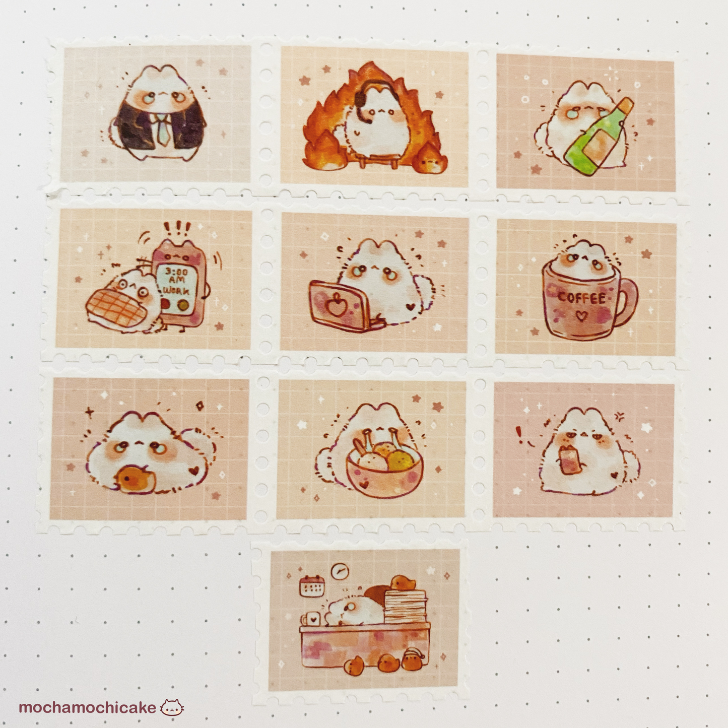 Relatable Working Bunny Life Stamp Washi Tape