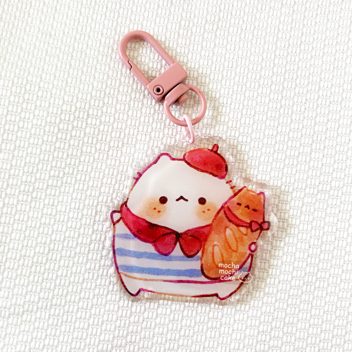 Baguette Boy Kitty Acrylic Keychain