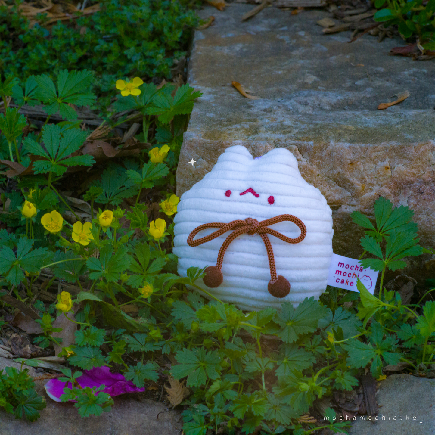 Big Bowtie Corduroy Kitty Plush Keychain