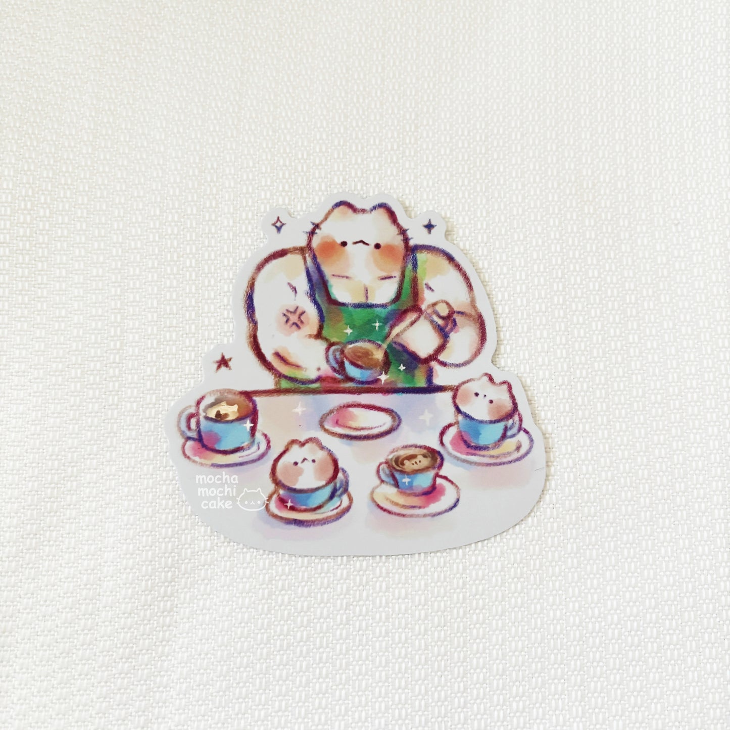 Buff Barista Cat Vinyl Sticker