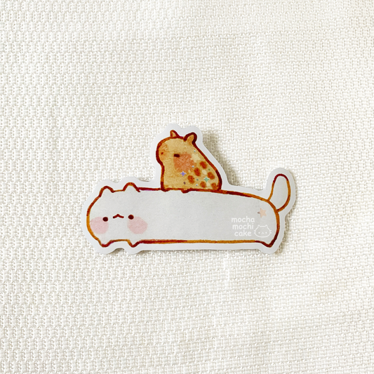 Long Kitty and Capybara Vinyl Sticker