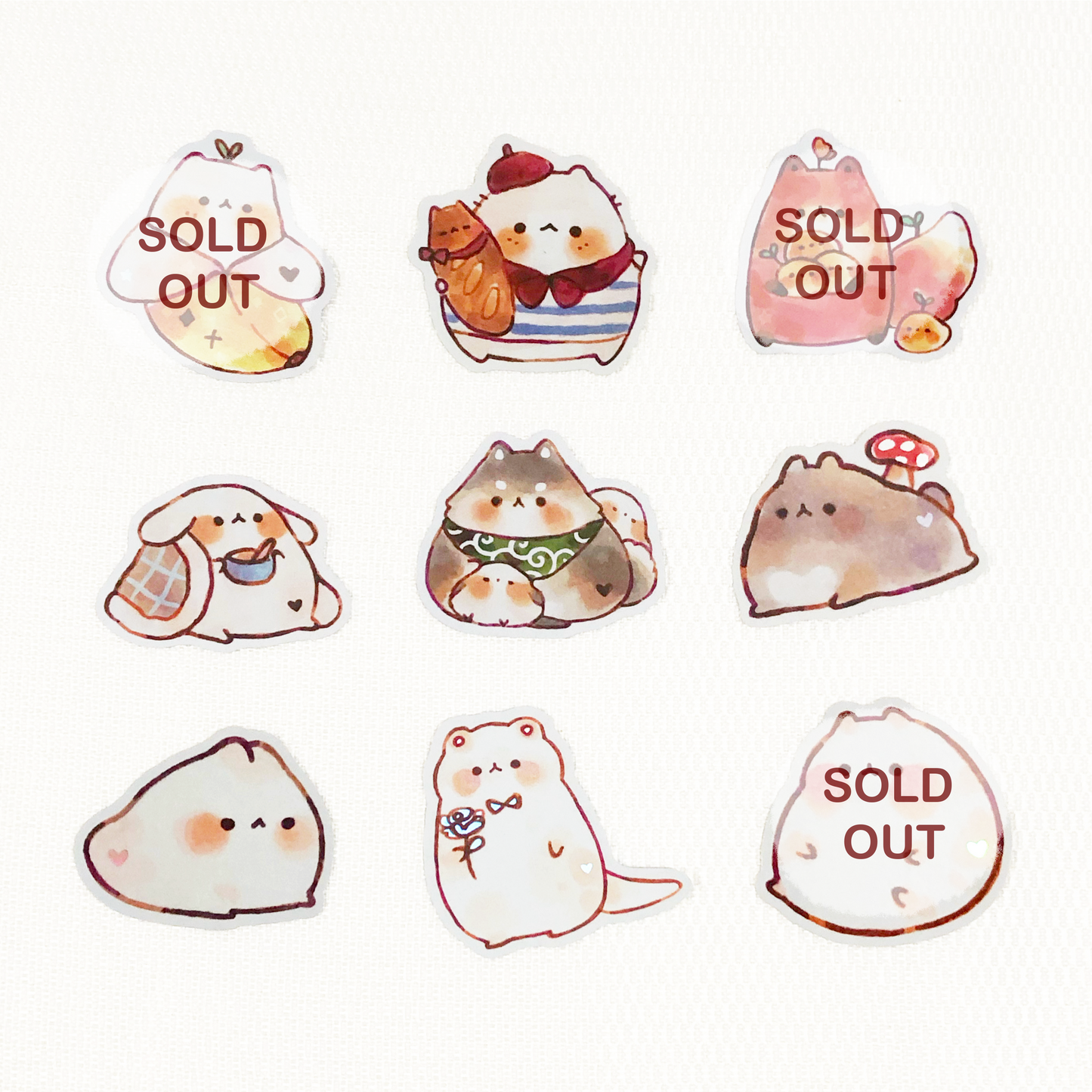 Cute Chonky Animals 2 Vinyl Stickers