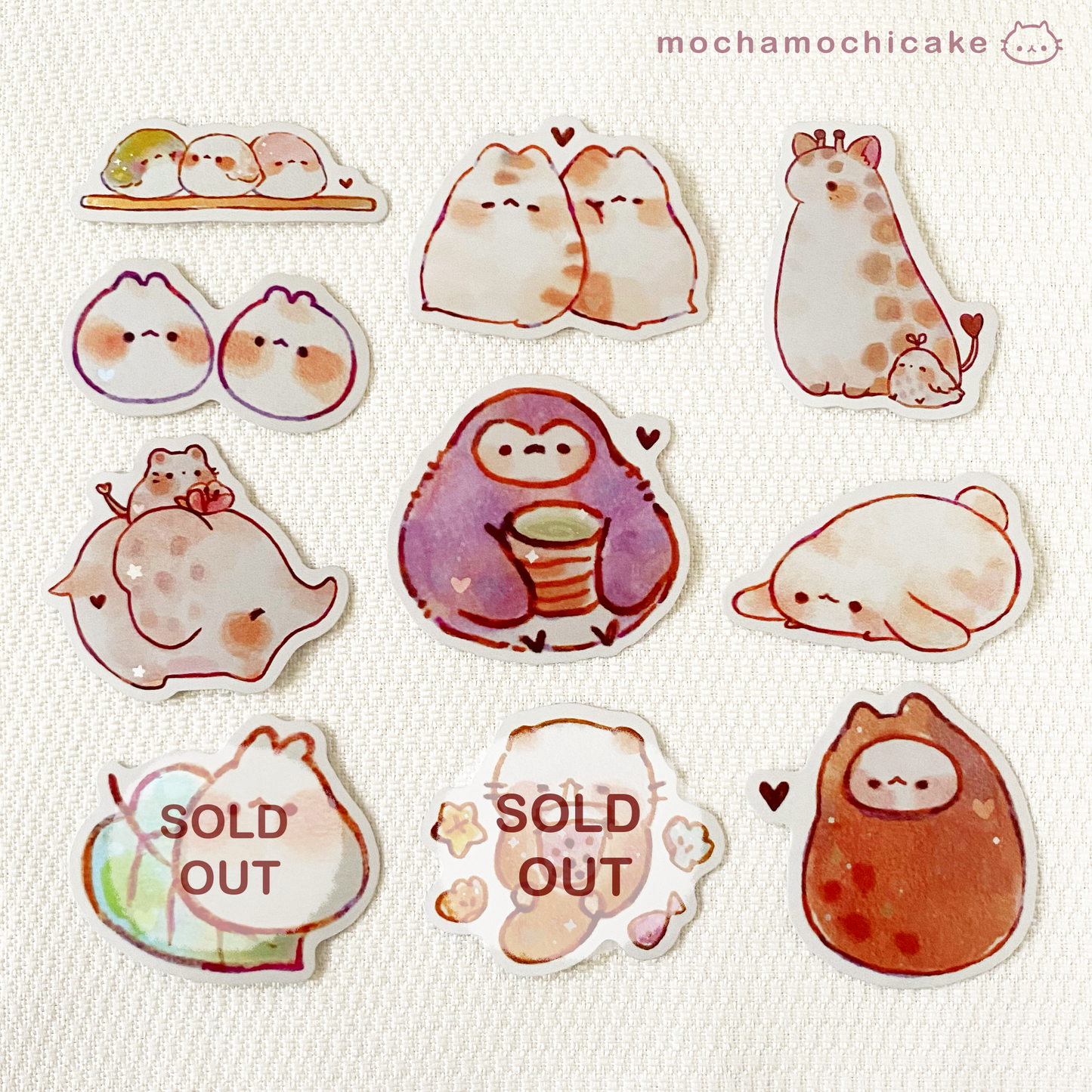 Cute Chonky Animals 6 Vinyl Stickers