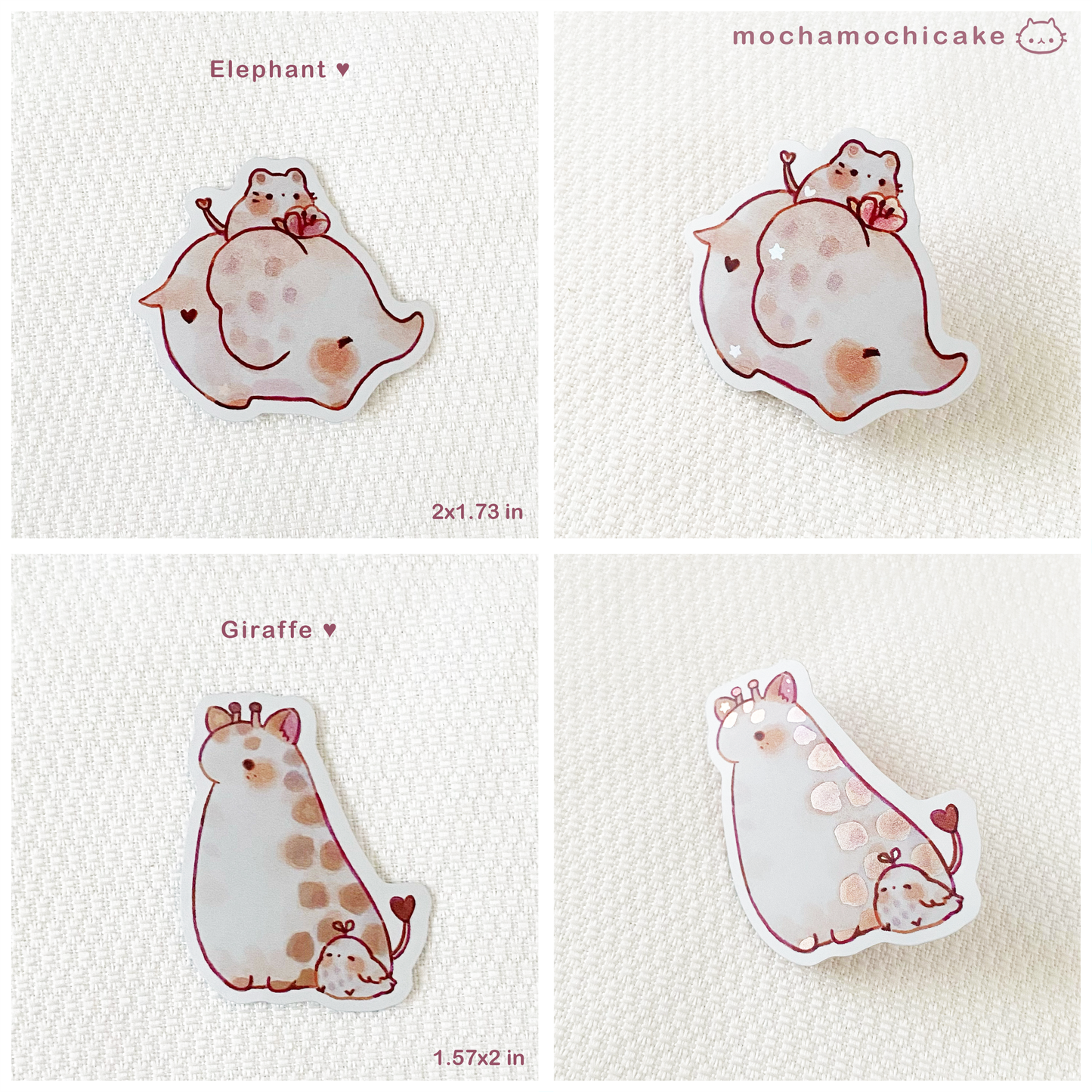 Cute Chonky Animals 6 Vinyl Stickers