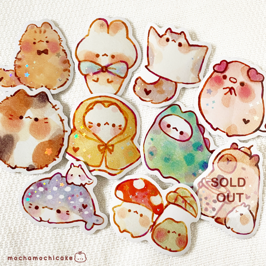 Cute Chonky Animals 7 Vinyl Stickers