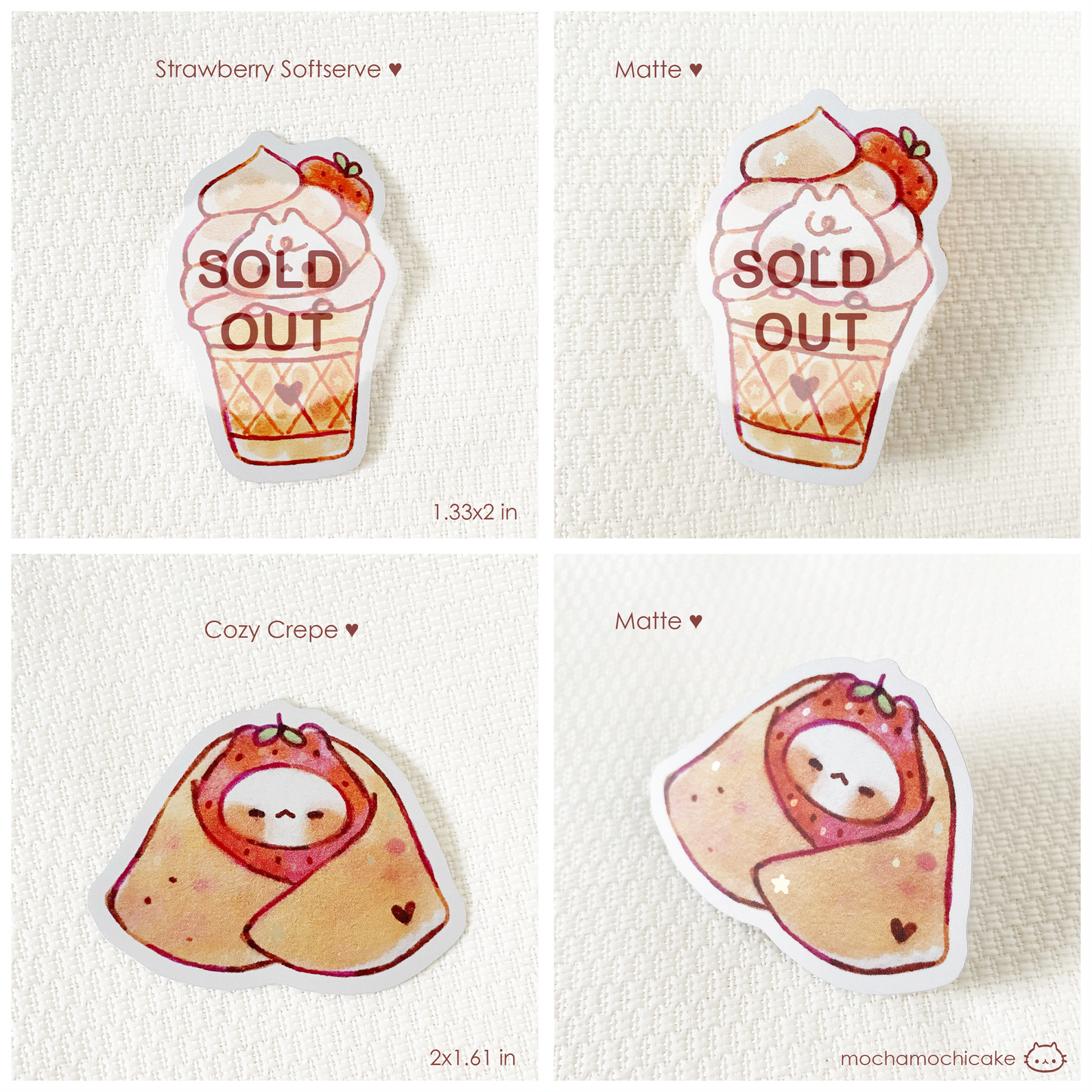 Cute Animal Desserts 5 Vinyl Stickers