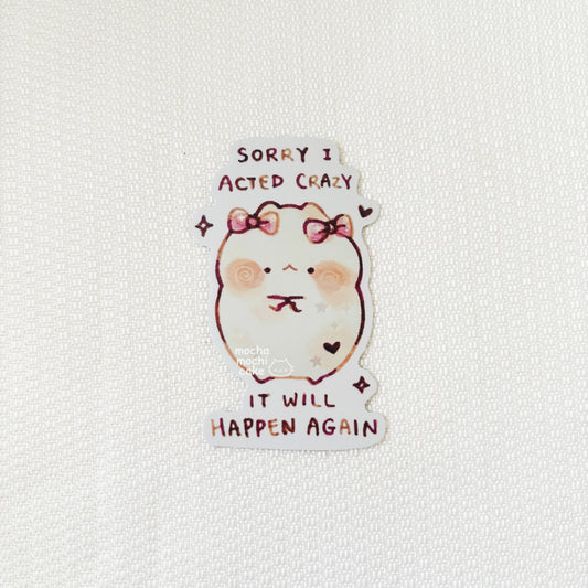 Sorry I Acted Crazy Vinyl Sticker